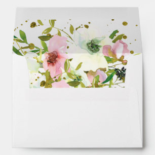 Blush & white roses with gold splashes envelope