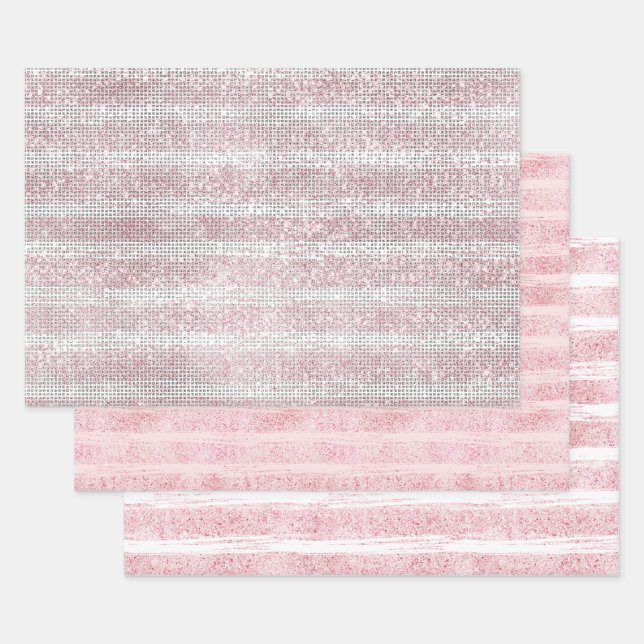 Blush White Sparkle Birthday Wrapping Paper Sheet (Set)
