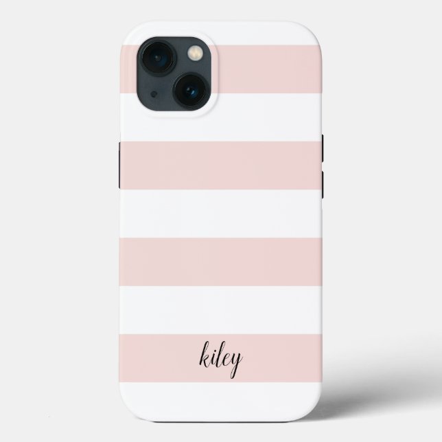 Blush & White Stripe Personalised Case-Mate iPhone Case (Back)