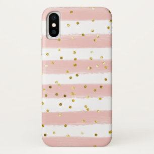 Blush, White Stripes, Gold Confetti Cell Case