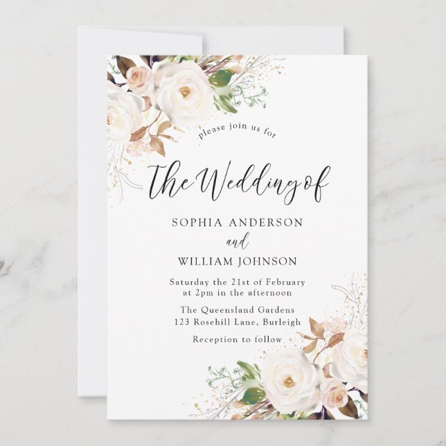Blush White Winter Forest Wedding Invitation (Front)