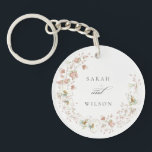 Blush White Yellow Meadow Floral Wreath Wedding Key Ring<br><div class="desc">If you need any further customisation please feel free to message me on yellowfebstudio@gmail.com.</div>