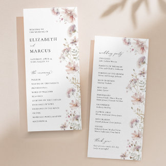 Blush Wildflower Boho Wedding Program Programme