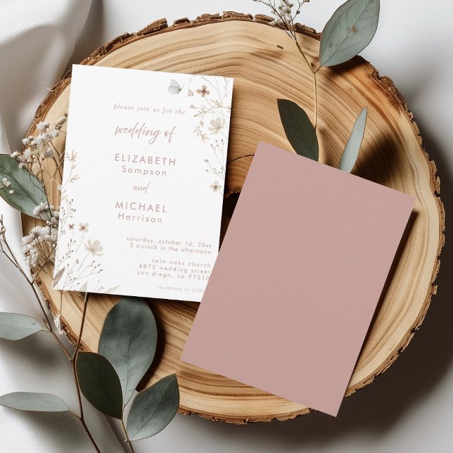 Blush Wildflower Botanical Wedding  Invitation (Creator Uploaded)