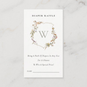 Blush Wildflower Crest Diaper Raffle Baby Shower Enclosure Card