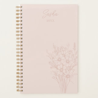 Blush Wildflower Personalised Name & Year  Planner