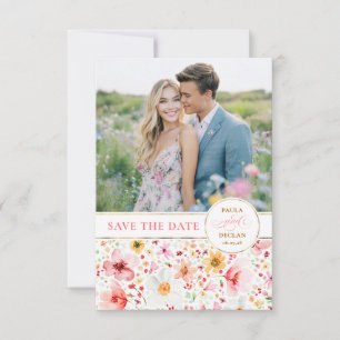 Blush Wildflower Save the Date Photo Card