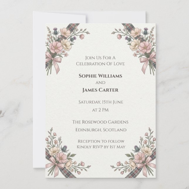 Blush Wildflower Wedding Invitation (Front)