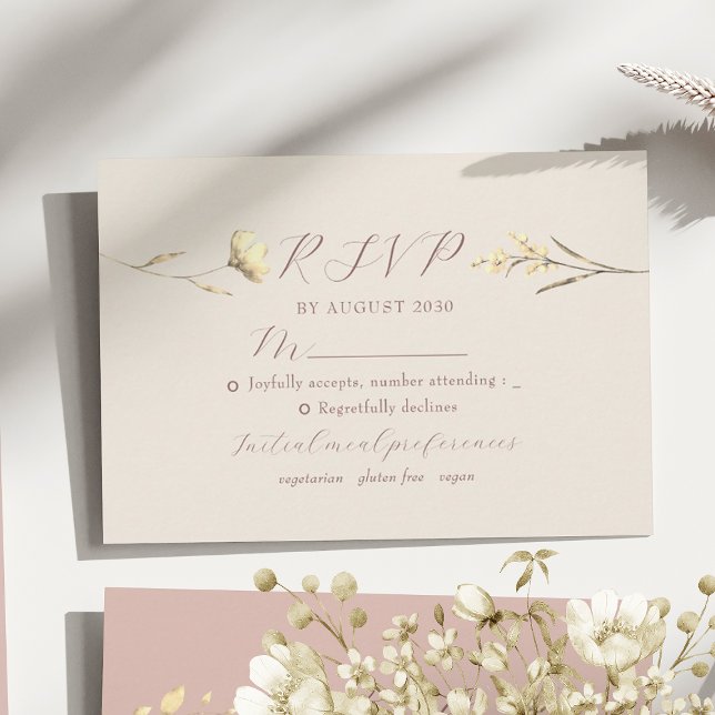 Blush Wildflower Wedding RSVP Card (Creator Uploaded)