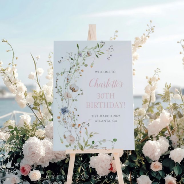 Blush Wildflowers 30th Birthday Welcome Poster (Creator Uploaded)