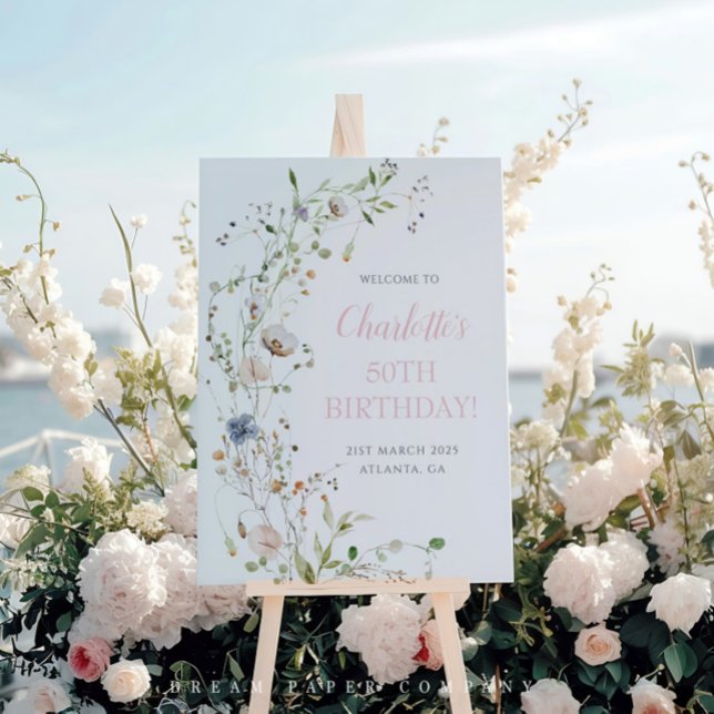 Blush Wildflowers 50th Birthday Welcome Poster (Creator Uploaded)