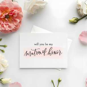 Blush Will you be my Matron of Honour Proposal Car Thank You Card