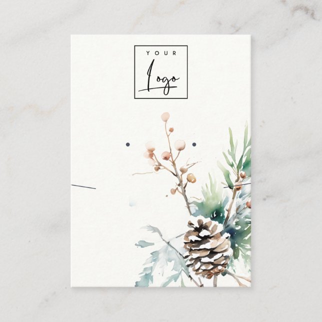 Blush Winter Berries Logo Earring Necklace Holder Business Card (Front)