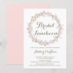 Blush Winter Wreath Bridal Luncheon Invitation