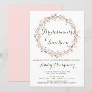 Blush Winter Wreath Bridesmaids Luncheon Invite