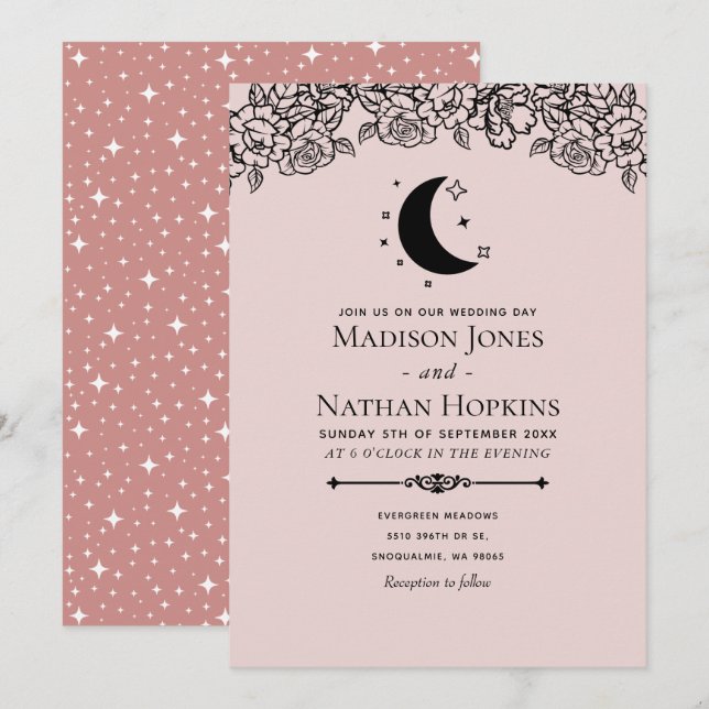 Blush Witchy Gothic Elegant Tarot Card Wedding (Front/Back)