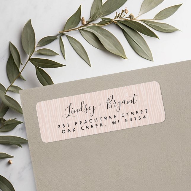 Blush Wood Grain Personalised Return Address (Creator Uploaded)