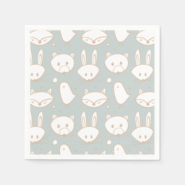 Blush Woodland Creatures | Paper Napkins (Front)