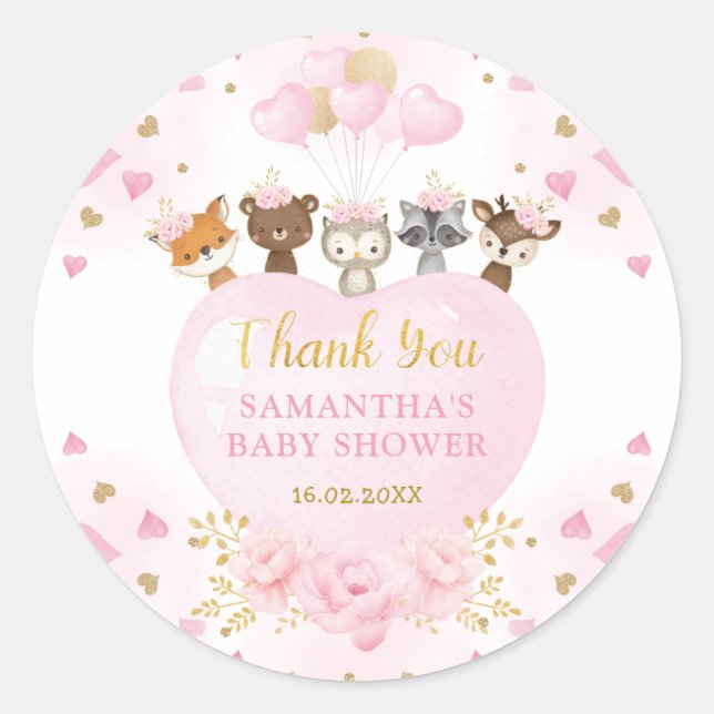 Blush Woodland Valentines Sweetheart Baby Girl Classic Round Sticker (Front)