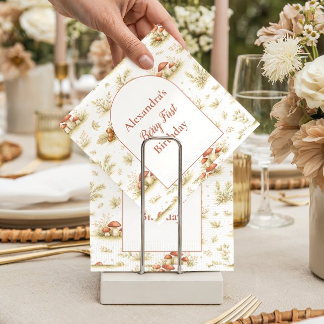 Blush Woodland Wild One Birthday Napkin (Creator Uploaded)