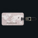 Blush Word Map Adventure Await Luggage Tag<br><div class="desc">Rustic chic luggage tag. Add your name and address to the back for a truly personalised luggage tag.</div>