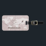 Blush Word Map Adventure Await Luggage Tag<br><div class="desc">Rustic chic luggage tag. Add your name and address to the back for a truly personalised luggage tag.</div>