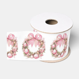 Blush Wreath Elegance Pink Christmas Grosgrain Ribbon