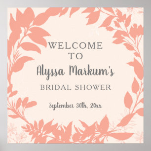 Blush Wreath Floral Bridal Shower Welcome Sign
