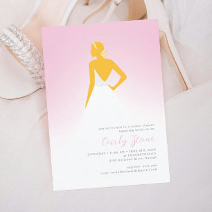 Blush & Yellow Couture Wedding Dress Bridal Shower Invitation