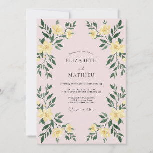 Blush Yellow Leafy Wedding Invitation
