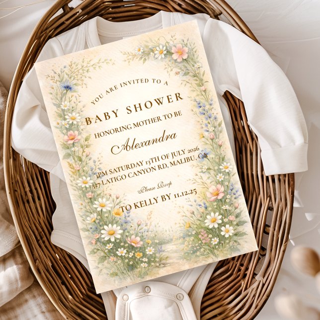 Blush Yellow Wildflower Baby Shower Invitation (Creator Uploaded)