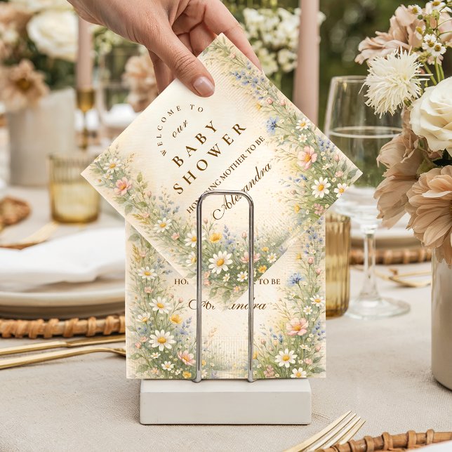 Blush Yellow Wildflower Baby Shower Napkin (Creator Uploaded)