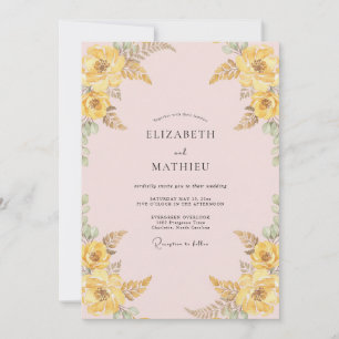 Blush Yellow Wildflower Wedding Invitation
