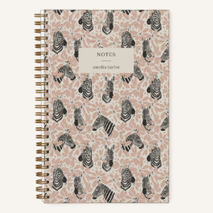 Blush Zebra Botanical Safari Notes Personalised Notebook