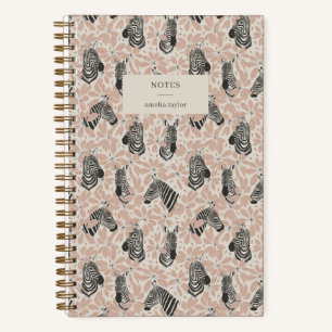 Blush Zebra Botanical Safari Notes Personalized Notebook