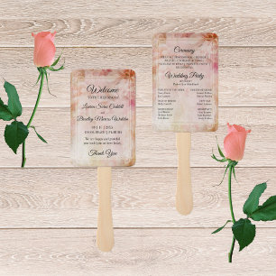 Blushed Floral Vintage Wedding Program Hand Fan