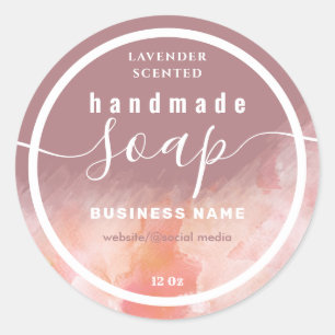 Blushed watercolor script handmade soap label