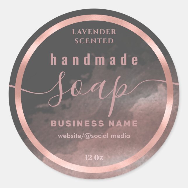 Blushed watercolor script handmade soap label (Front)