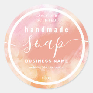 Blushed watercolor script handmade soap label