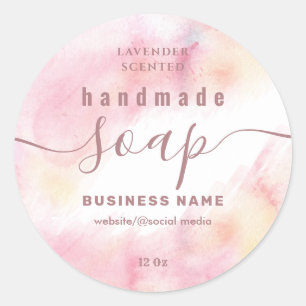 Blushed watercolor script handmade soap label
