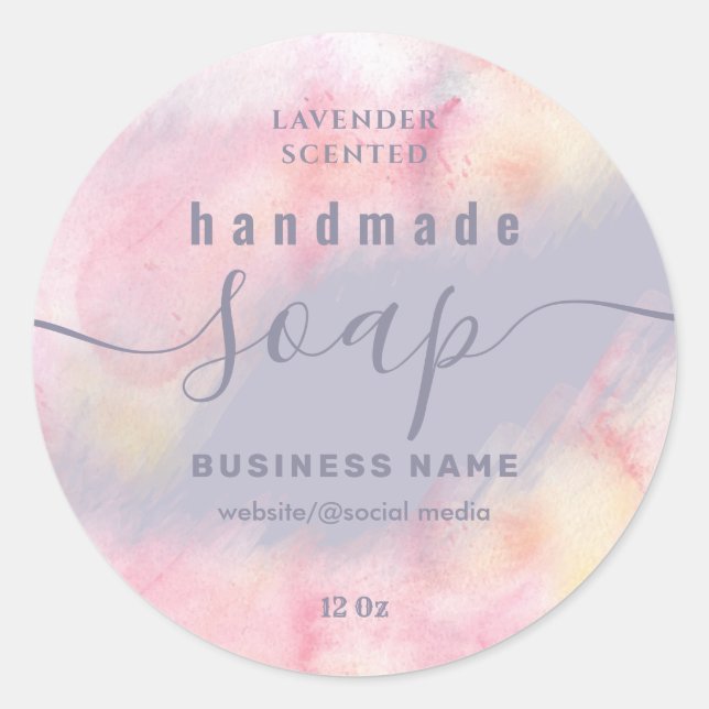 Blushed watercolor script handmade soap label (Front)