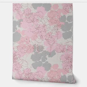Blushing Blooms Abstract Floral Dreamscape Wallpaper