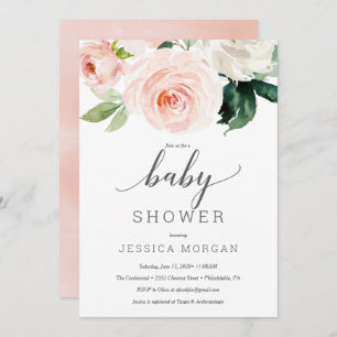 Blushing Blooms Baby Shower Invitation Card