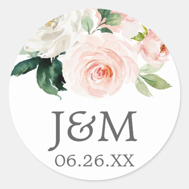 Blushing Blooms Envelope Seals - Favour Stickers (Front)