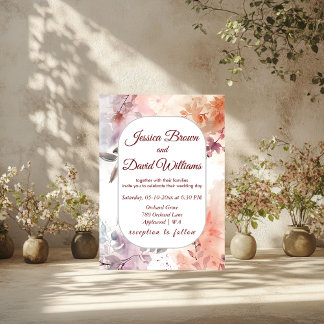  Blushing Blooms Watercolor Wedding Invitation