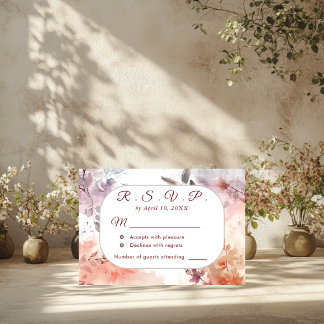 Blushing Blooms Watercolor Wedding RSVP Card