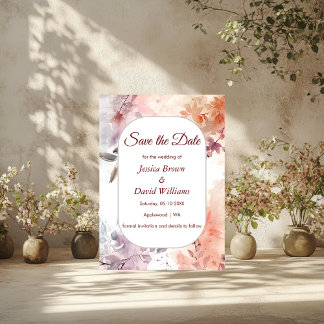  Blushing Blooms Watercolor Wedding Save the Date Invitation