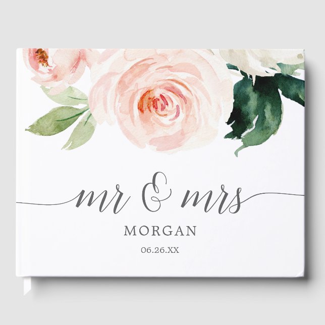 Blushing Blooms Wedding Guest Book (Front)