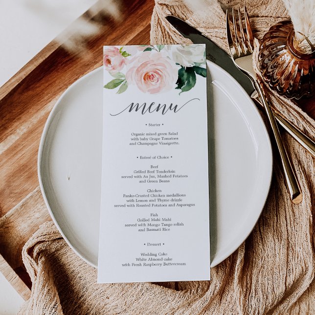 Blushing Blooms Wedding Menu - Wedding Menus (Creator Uploaded)
