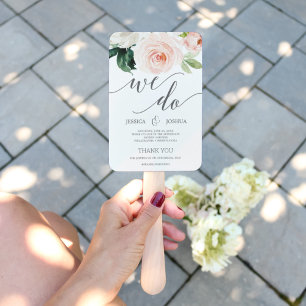 Blushing Blooms Wedding Program Fan
